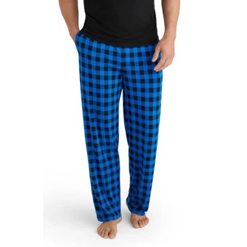 Tommy John Second Skin Pajama Pants Blue Black Buffalo Plaid Mens Medium